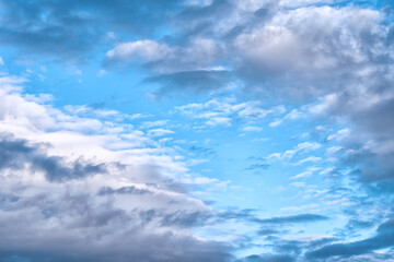 the bright blue sky in the summer midday