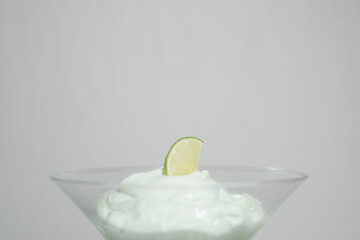Lemon mousse with a white background