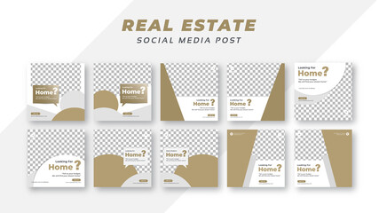 Real estate instagram social media post web banner set template