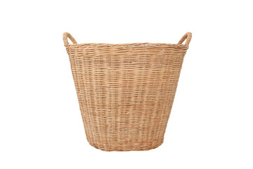 rattan wicker basket isolated on white background