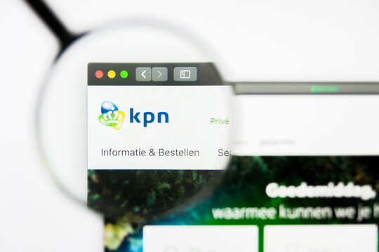 Los Angeles, California, USA - 8 April 2019: Illustrative Editorial of KPN website homepage. KPN logo visible on display screen.