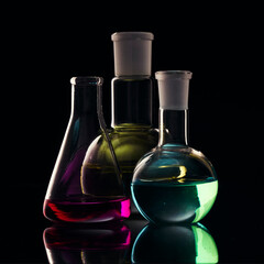 Image of glass vessels. Flasks.