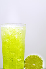 Glass with a fruit drink.