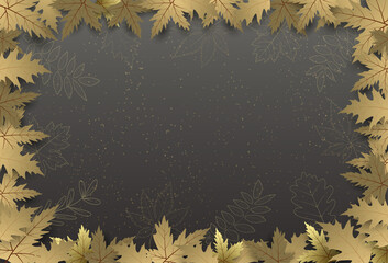 leaf Autumn black frame border Banner.sale,season.premium