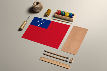 Samoa calligraphy concept, accessories and tools for beautiful handwriting, pencils, pens, ink,...