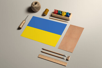 Ukraine calligraphy concept, accessories and tools for beautiful handwriting, pencils, pens, ink,...