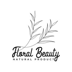 Floral Beauty With Leaves For Natural Product Minimalist Vector Logo