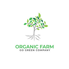 Organic Farm Green Nature Tree Minimalist Vector Logo