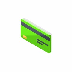 Credit card Green left view - Shadow icon vector isometric. Flat style vector illustration.