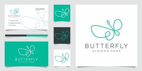 logo in the shape of a minimalist butterfly. beauty, luxury spa style. logo design, and business cards. Premium vectorPrint