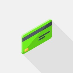 Credit card Green right view icon vector isometric. Flat style vector illustration.