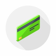 Credit card Green right view icon vector isometric. Flat style vector illustration.