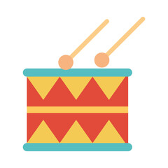 drum instrument toy object for small children to play, flat style cartoon