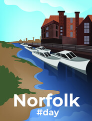 Norfolk Day. Illustration of Norfolk Village, Norwich