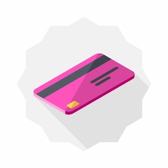 Credit card Pink right view icon vector isometric. Flat style vector illustration.