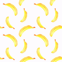 Fruit bananas. Seamless pattern on a white background.