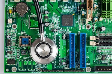 Stethoscope On Motherboard Close-up
