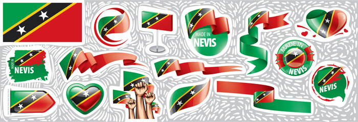 Vector set of the national flag of Saint Kitts and Nevis