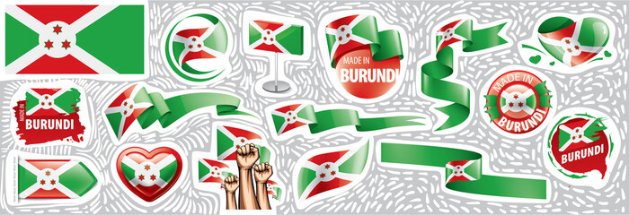 Vector set of the national flag of Burundi in various creative designs