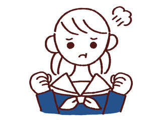 両手を握り怒る女の子