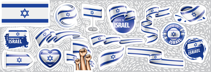 Vector set of the national flag of Israel in various creative designs