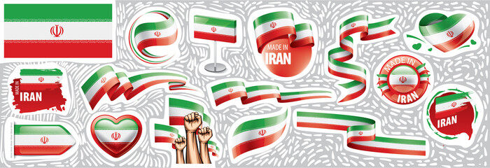 Vector set of the national flag of Iran in various creative designs
