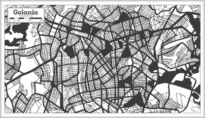 Goiania Brazil City Map in Black and White Color in Retro Style. Outline Map.