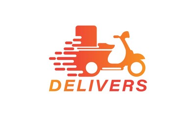 Scooter with an orange color which is sending packages
