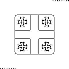 Georgia square flag vector icon in outlines 