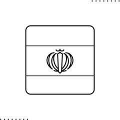 Iran square flag vector icon in outlines 