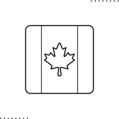 Canada square flag vector icon in outlines 