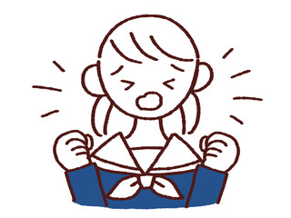 両手を握り怒る女の子