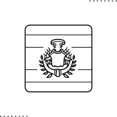 Costa Rica square flag vector icon in outlines 