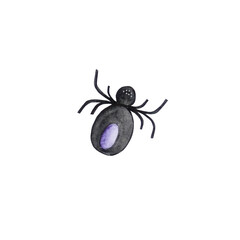 watercolor black spider halloween