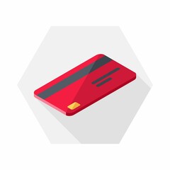 Credit card Red right view icon vector isometric. Flat style vector illustration.