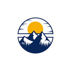 Mountain Logo, outdoor adventure. Vector graphic for t shirt and other uses.
