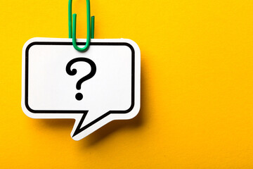 Question Mark Speech Bubble Isolated On Yellow Background
