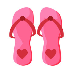 Pair of Pink Flip Flops, Summer Vacation Accessory, Traveling and Tourism Vector Illustration on White Background