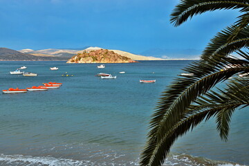 Greece-views of island Koronisi before sunset