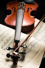 Violin On Music Books Close-up