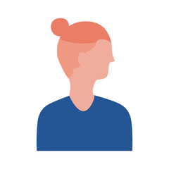 young man profile with long hair avatar character flat style icon