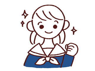 爽やかな笑顔で応援するセーラー服の女の子