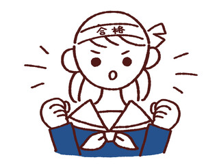 両手を握り気合を入れるセーラー服の女の子