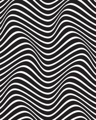 Wavy stripes seamless pattern. Abstract fashion wave texture. Geometric monochrome template. Graphic style for wallpaper, wrapping, fabric, background design, apparel, other print production. Vector