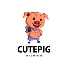 pig thumb up mascot character logo vector icon illustration