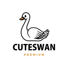 cute swan cartoon logo vector icon illustration