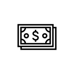 Money icon  in black line style icon, style isolated on white background