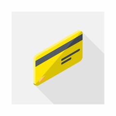 Credit card Yellow left view icon vector isometric. Flat style vector illustration.
