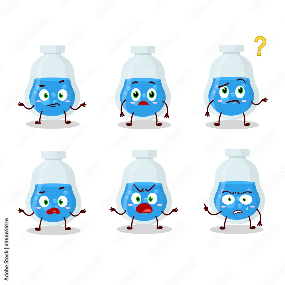 Sticker cartoon character of blue potion with what expression