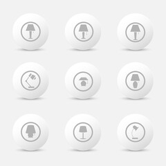 Set of 3d table lamp icons. Vector signs.
